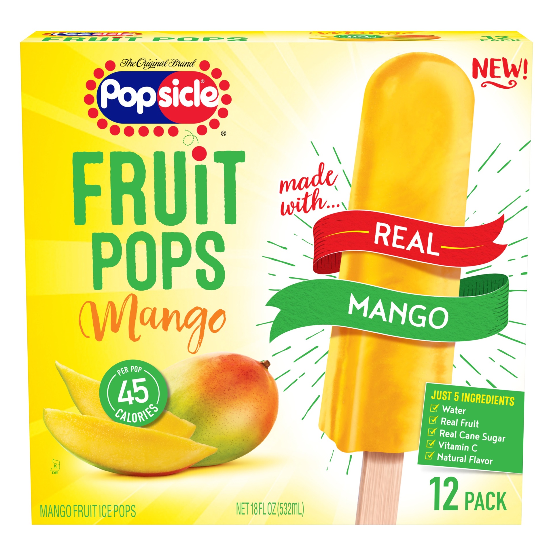 slide 1 of 4, Popsicle Real Mango Fruit Frozen Pops, 12 ct