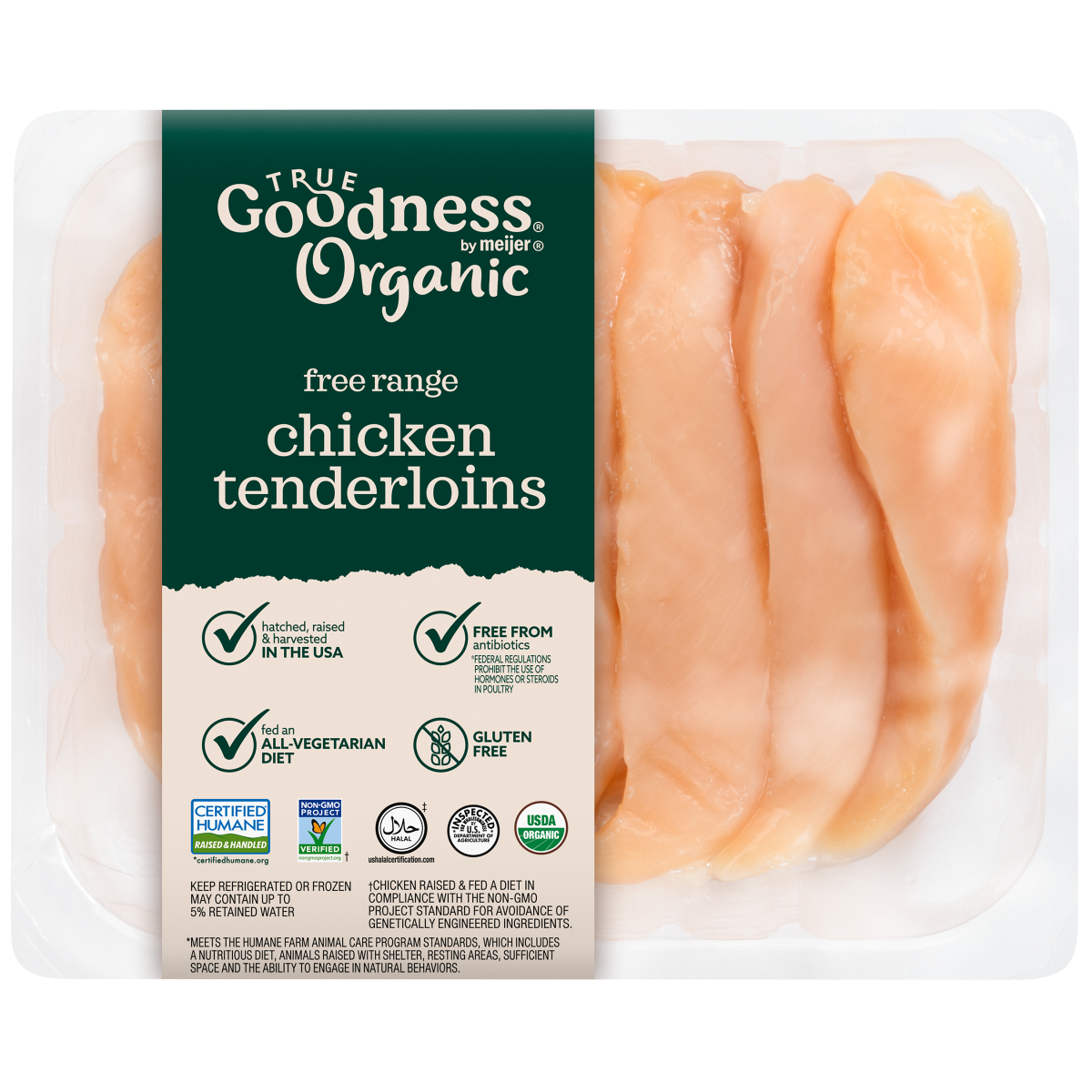 slide 1 of 5, True Goodness Organic Chicken Tenderloins, per lb