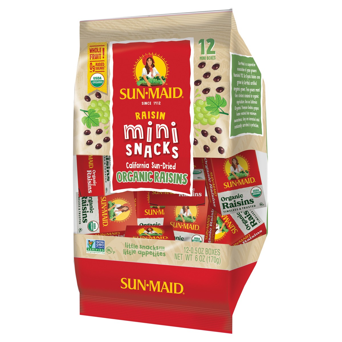 slide 4 of 5, Sun-Maid Mini-Snacks California Organic Raisins 12-Count Bag/.5oz Cartons, 12 ct