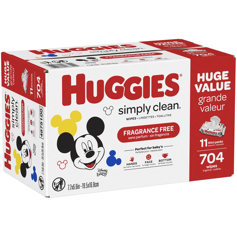 slide 2 of 3, Disney Huggies Simply Clean Unscented Baby Wipes 11 Flip-Top Packs (704ct), 704 ct