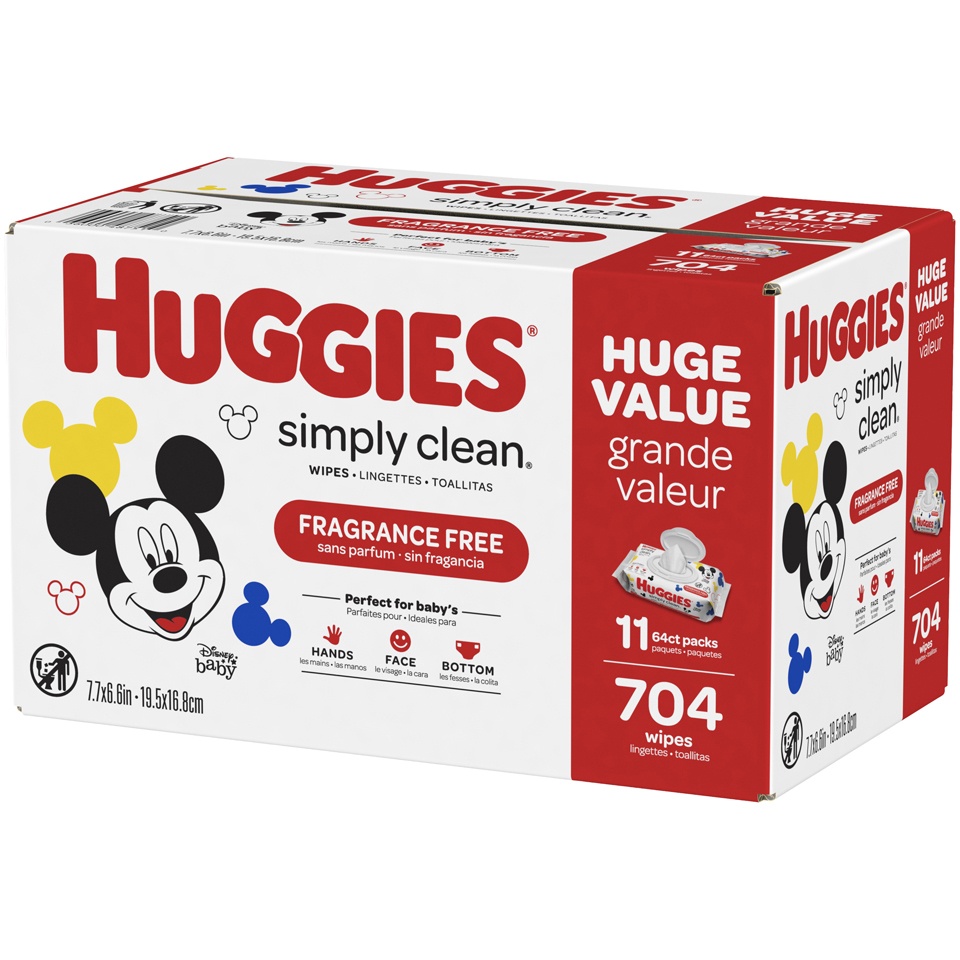 slide 3 of 3, Disney Huggies Simply Clean Unscented Baby Wipes 11 Flip-Top Packs (704ct), 704 ct