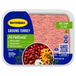 Butterball All Natural Fresh 93/7 Ground Turkey - 1lb