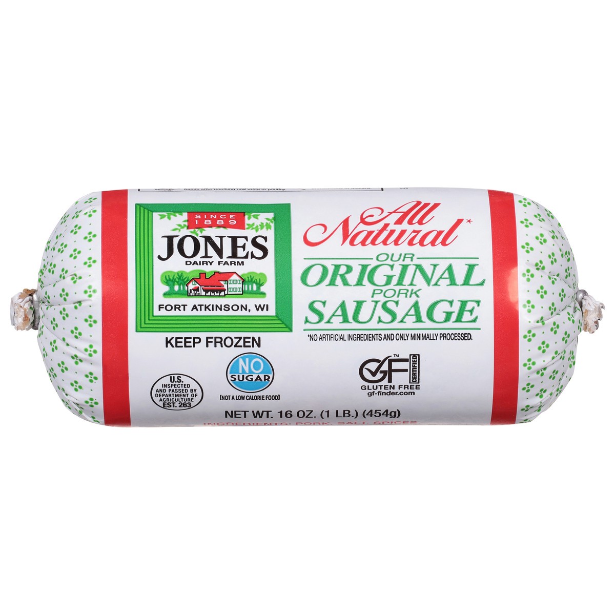 slide 1 of 9, Jones Dairy Farm All Natural Original Pork Sausage 16 oz, 16 oz