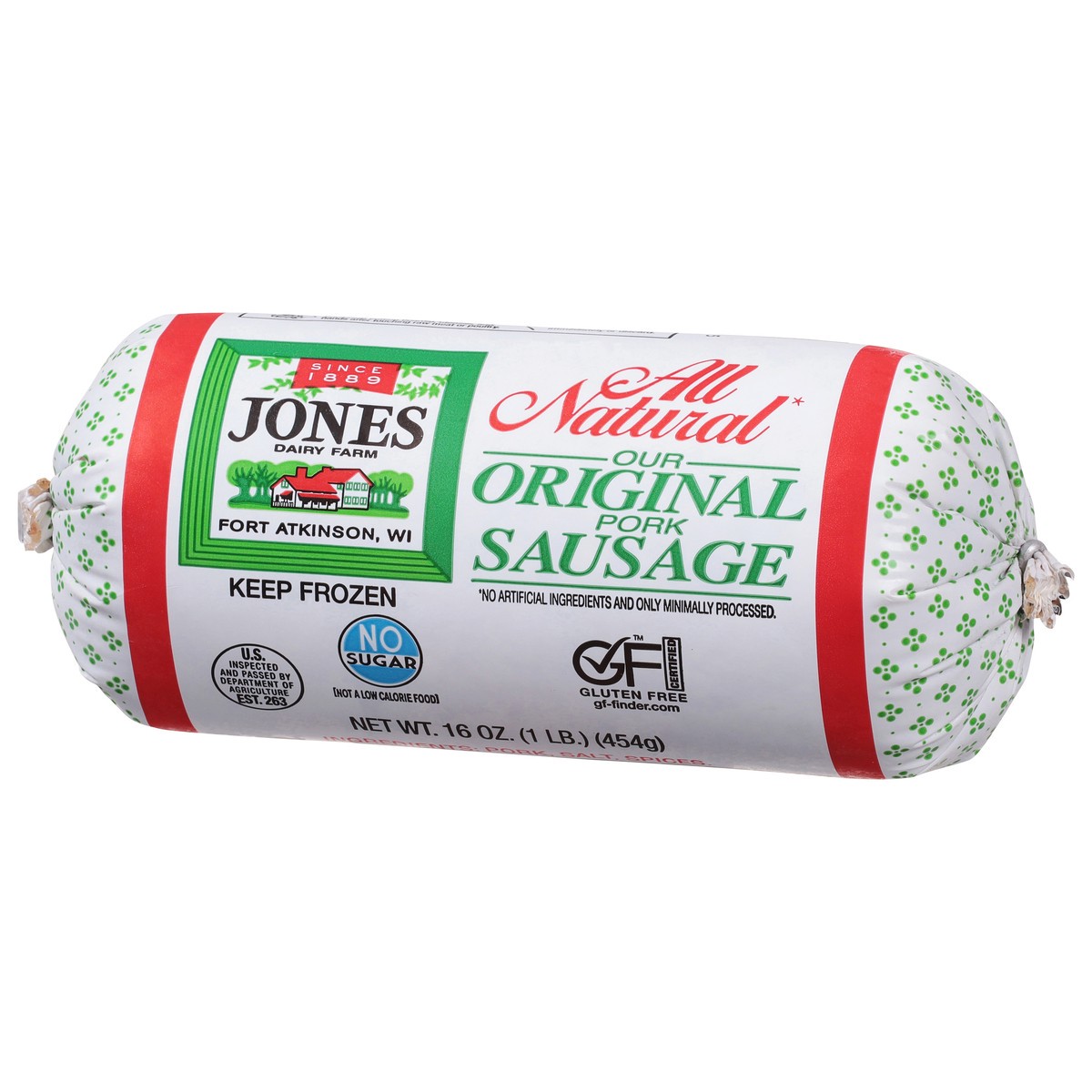 slide 2 of 9, Jones Dairy Farm All Natural Original Pork Sausage 16 oz, 16 oz