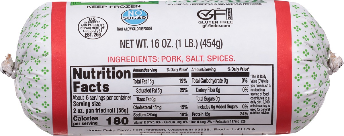 slide 3 of 9, Jones Dairy Farm All Natural Original Pork Sausage 16 oz, 16 oz