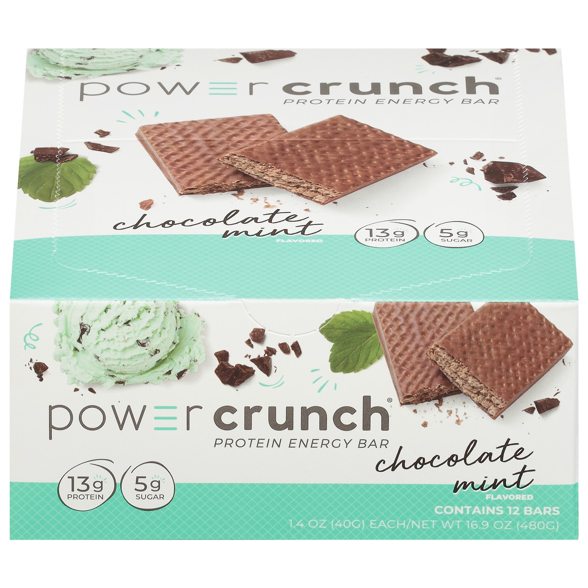 slide 1 of 11, Power Crunch Chocolate Mint Flavored Protein Energy Bar 12 - 1.4 oz Bars, 12 ct