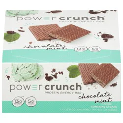 Power Crunch Chocolate Mint Flavored Protein Energy Bar 12 - 1.4 oz Bars