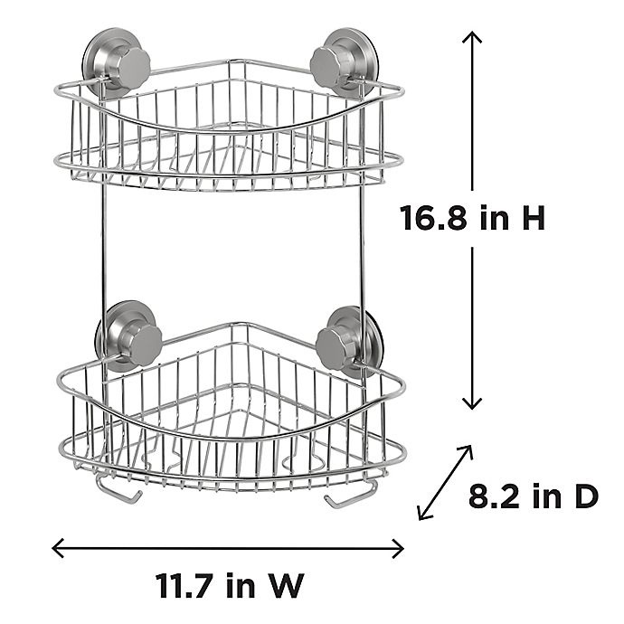 slide 5 of 6, ORG NeverRust Power Grip Pro 2-Tier Stainless Steel Shower Caddy, 1 ct