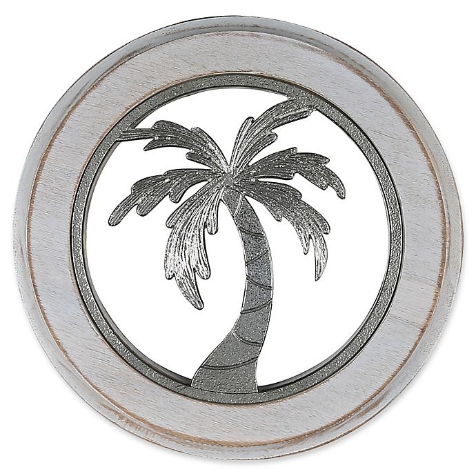 slide 1 of 1, Thirstystone Palm Tree Acacia Wood Round Trivet - Silver, 1 ct