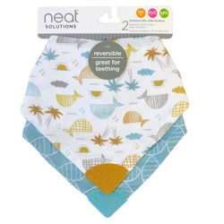 Neat Solutions 2pk Reversible Muslin Bib With Silicone Teether