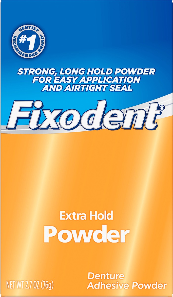 slide 2 of 2, Fixodent Extra Hold Denture Adhesive Powder, 2.7 oz