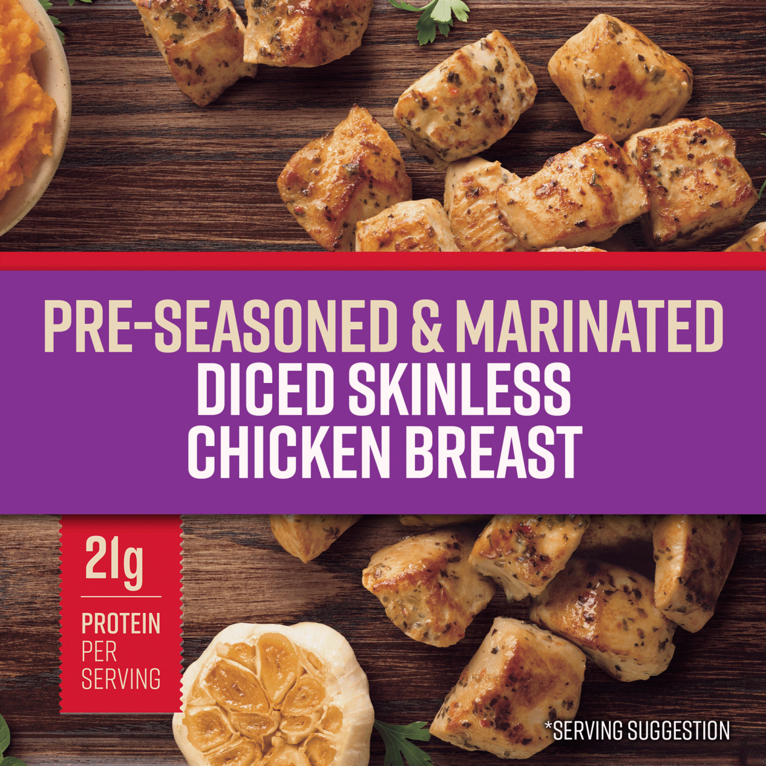 slide 5 of 7, Tyson Garlic & Herb Diced Chicken Breast 16 oz, 16 oz