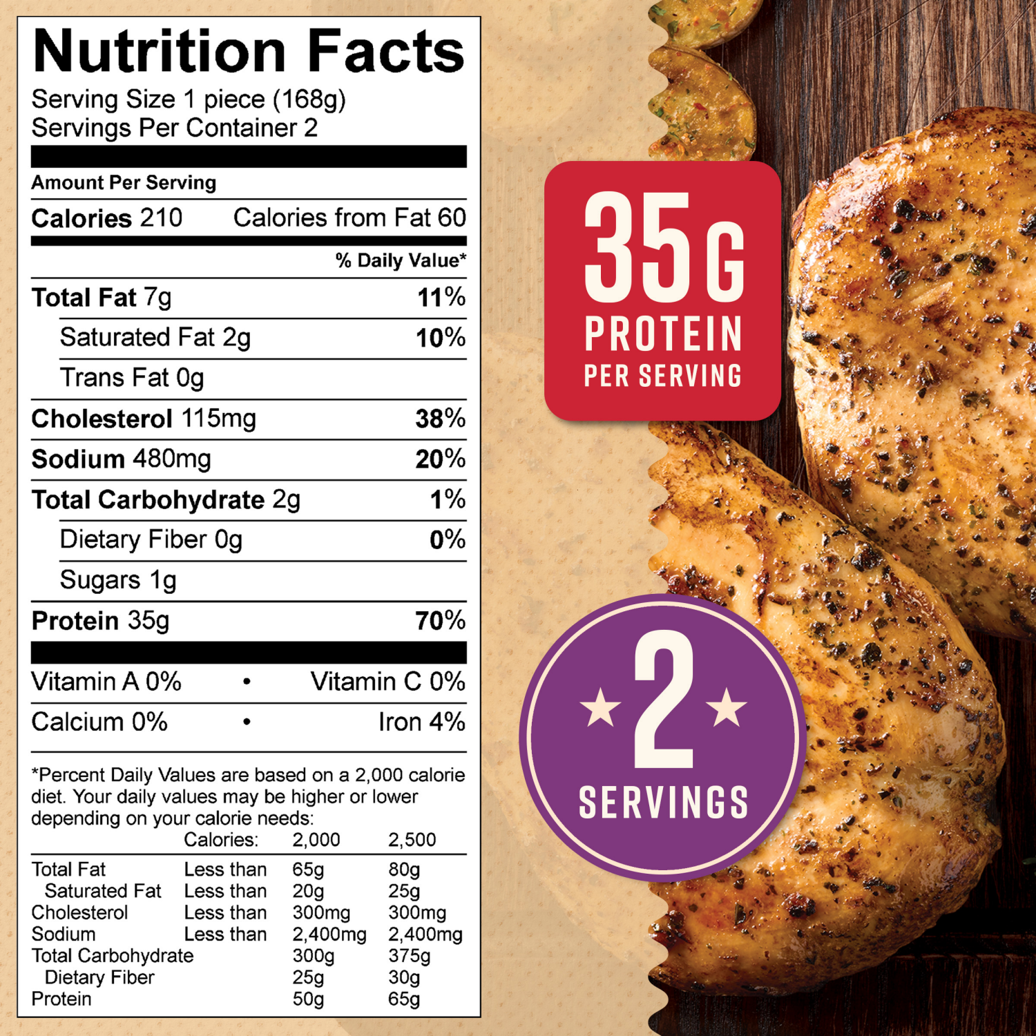slide 5 of 7, Tyson Garlic and Herb Chicken Breast Filet - 12oz, 2 ct