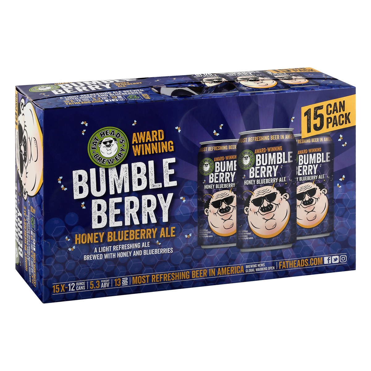 slide 3 of 9, Fat Heads Brewery Bumble Berry Honey Blueberry Ale Beer 15 ea, 1 ct