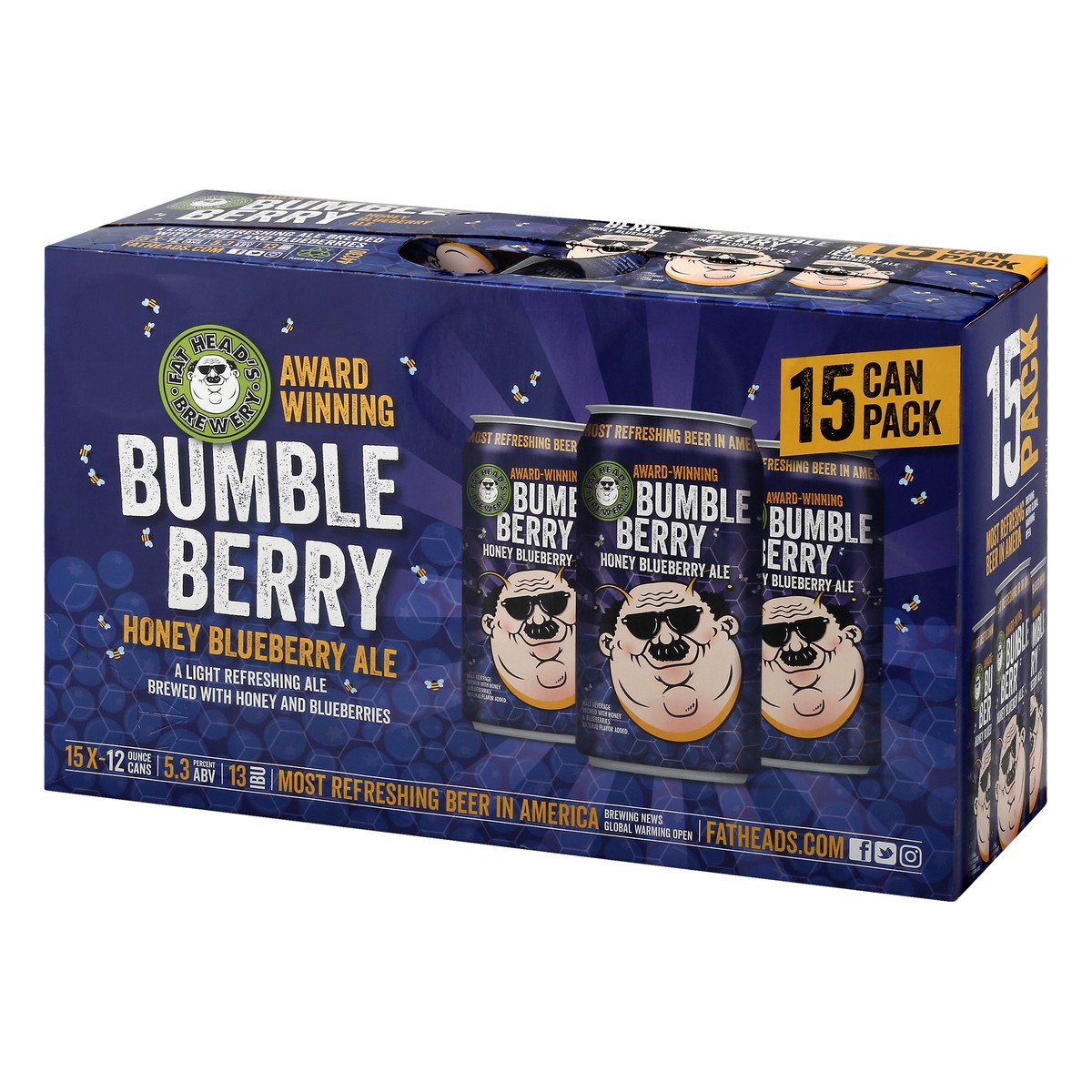 slide 9 of 9, Fat Heads Brewery Bumble Berry Honey Blueberry Ale Beer 15 ea, 1 ct