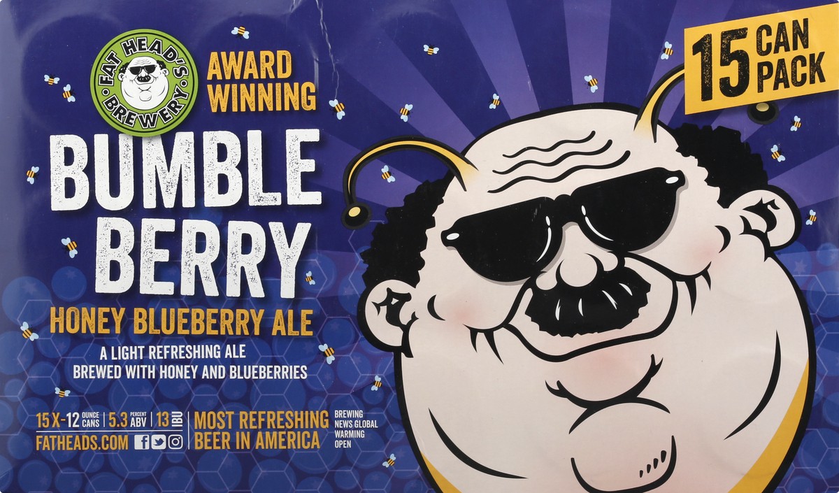 slide 6 of 9, Fat Heads Brewery Bumble Berry Honey Blueberry Ale Beer 15 ea, 1 ct