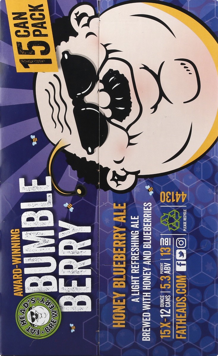 slide 4 of 9, Fat Heads Brewery Bumble Berry Honey Blueberry Ale Beer 15 ea, 1 ct