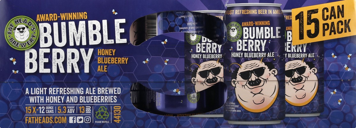 slide 7 of 9, Fat Heads Brewery Bumble Berry Honey Blueberry Ale Beer 15 ea, 1 ct
