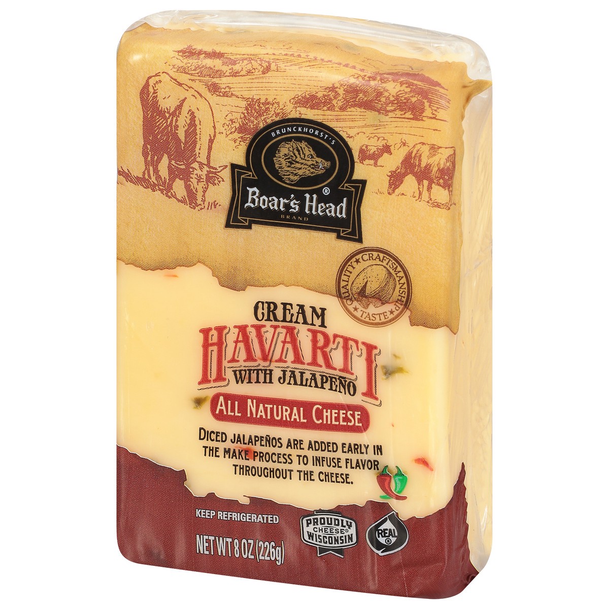 slide 9 of 9, Boar's Head Havarti Jalapeno Cheese, 8 oz