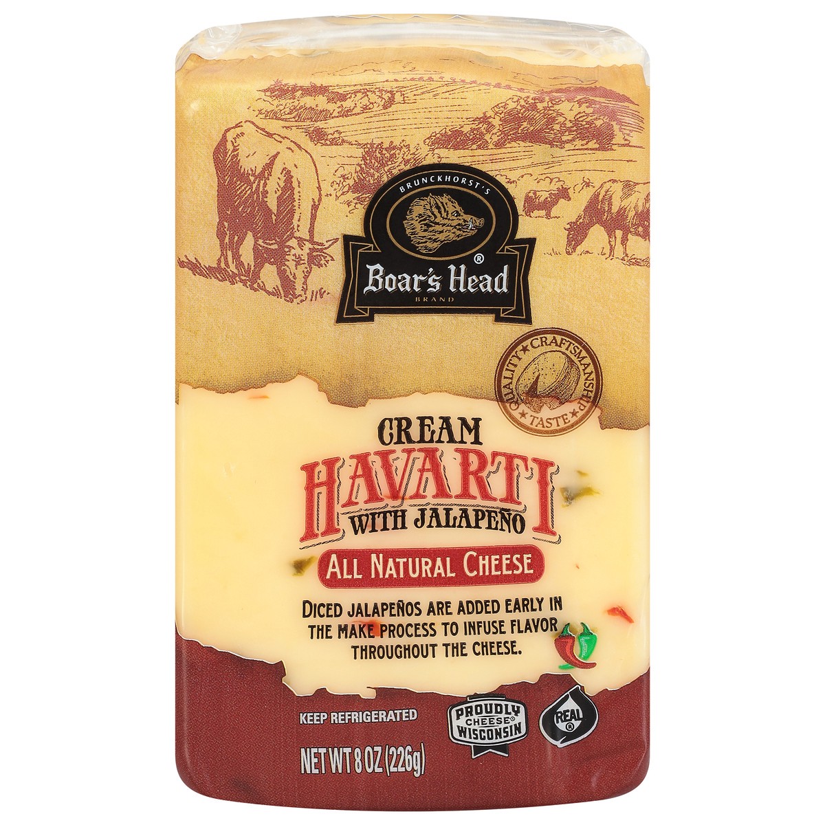 slide 1 of 9, Boar's Head Havarti Jalapeno Cheese, 8 oz