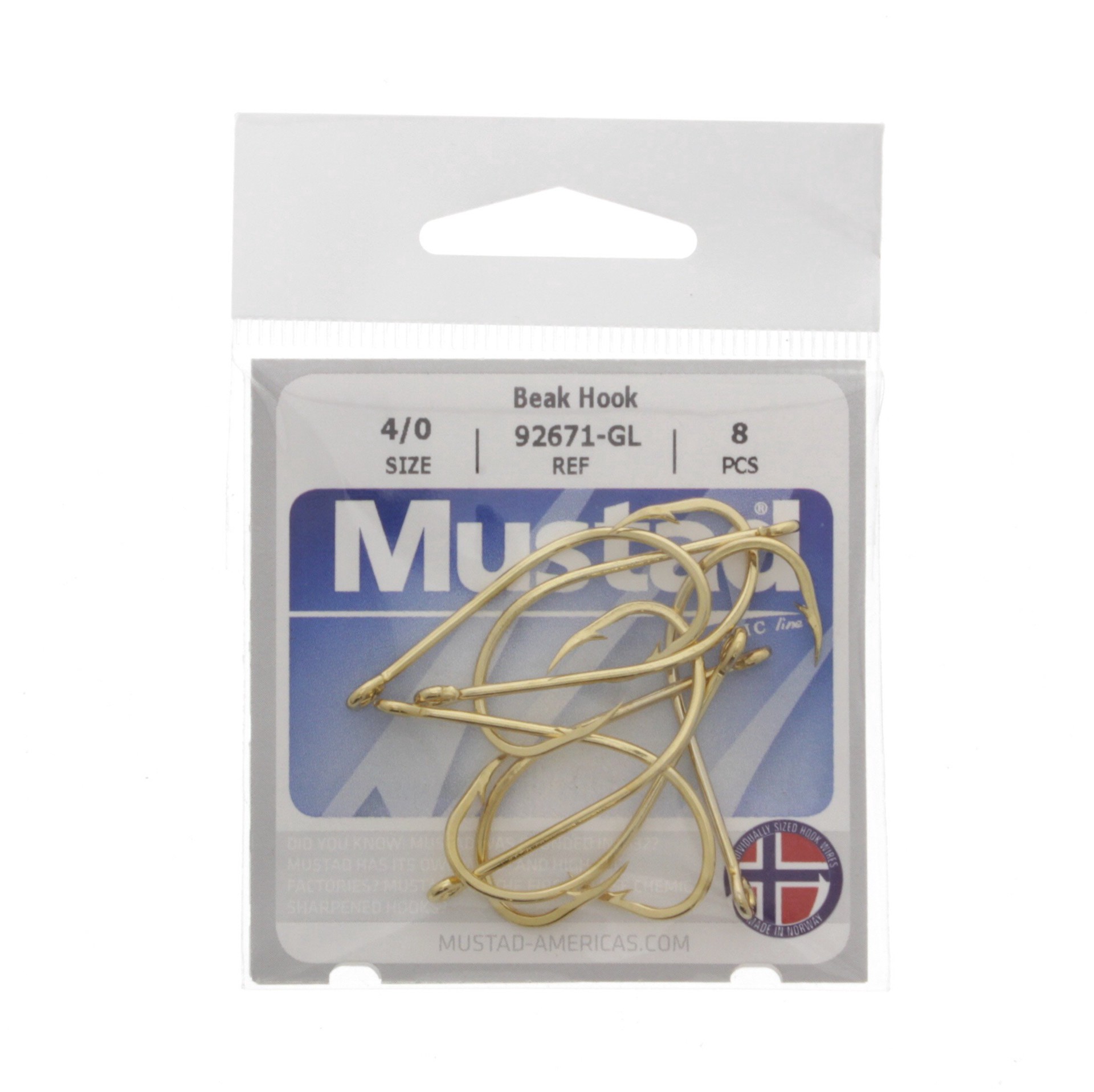 slide 1 of 1, Mustad Gold Beak Hook 4/0, 8 ct