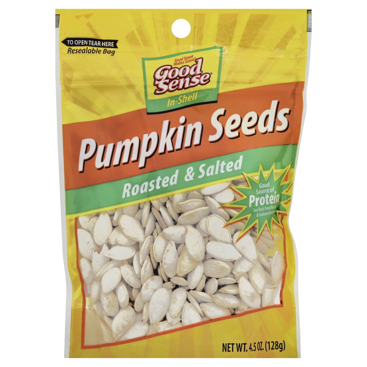 slide 1 of 2, Good Sense Roasted & Salted In-Shell Pumpkin Seeds, 4.5 oz