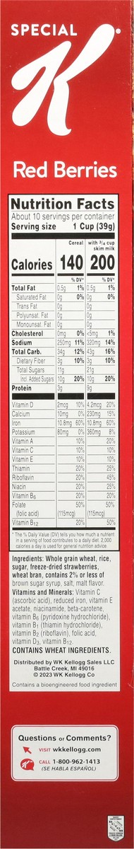 slide 6 of 12, Special K Kellogg's Special K Breakfast Cereal, Family Breakfast, Fiber Cereal, Large Size, Red Berries, 14.7oz Box (1 Box), 14.7 oz