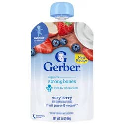 Gerber Toddler Snacks for Baby, Very Berry Fruit and Yogurt Snacks, 3.5 oz Pouch
