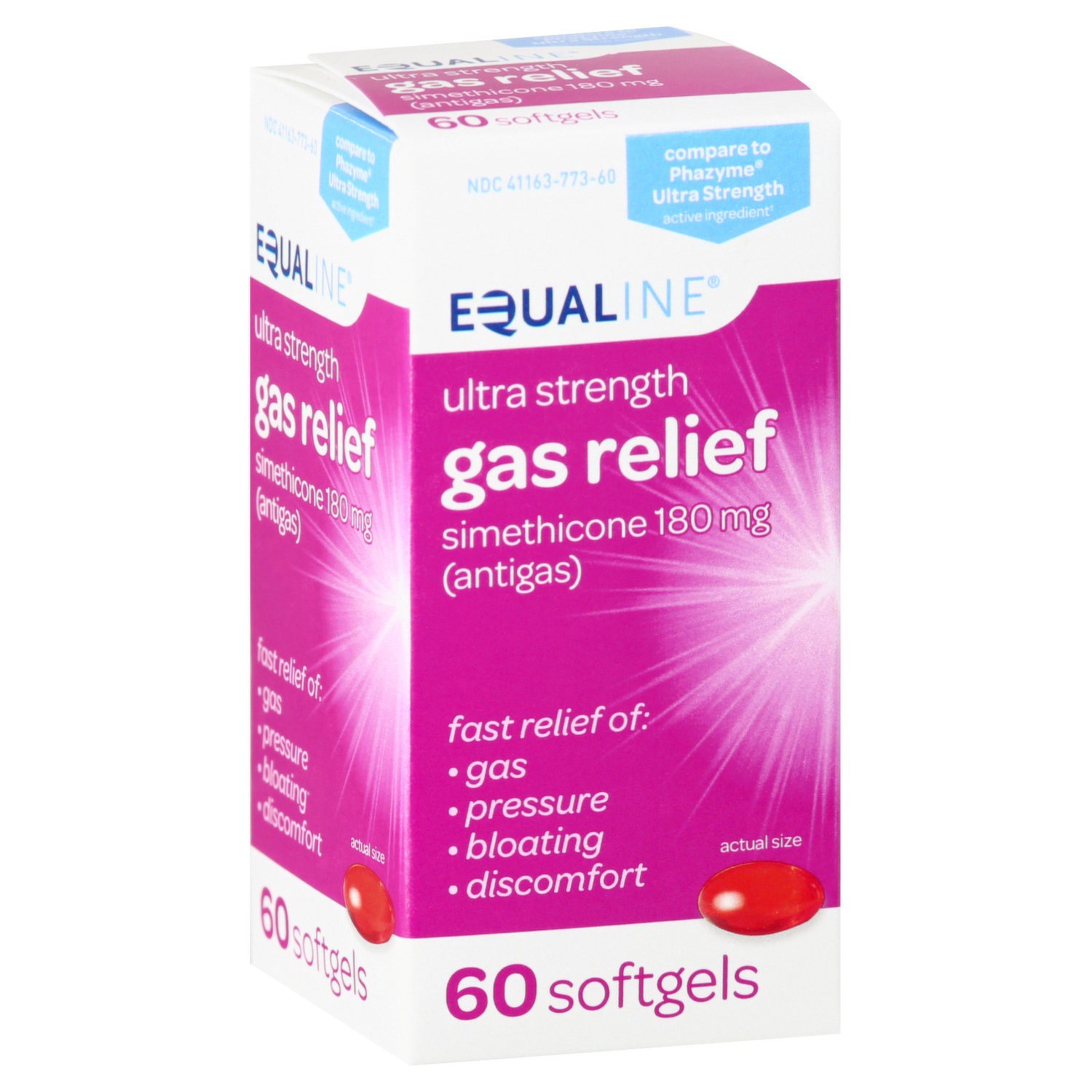 slide 1 of 1, Equaline Gas Relief Ultra Strength, 60 ct