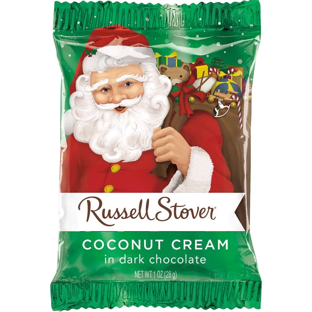 slide 1 of 1, Russell Stover Dark Chocolate & Coconut Cream Santa, 1 oz