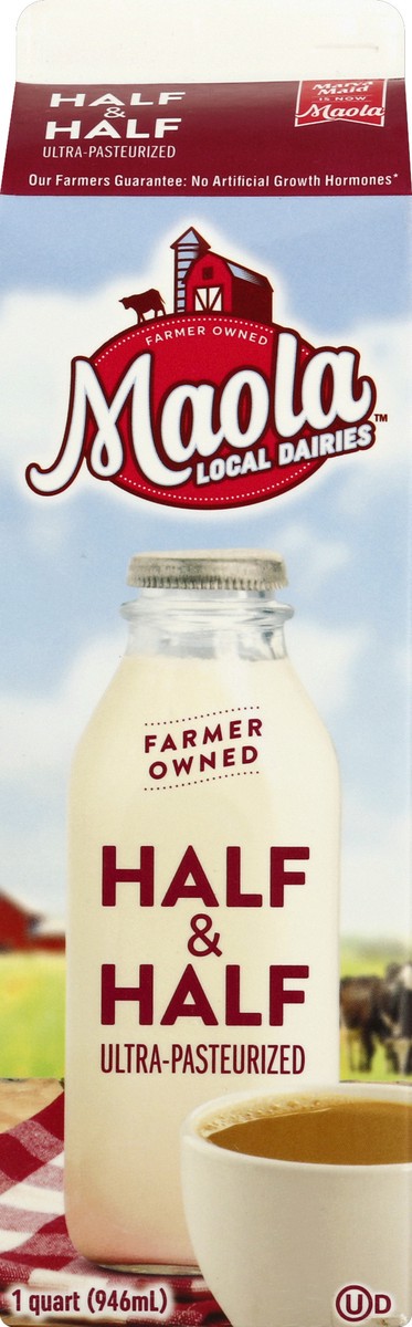 slide 6 of 6, Maola Local Dairies Ultra-Pasteurized Half & Half 1 qt, 1 qt