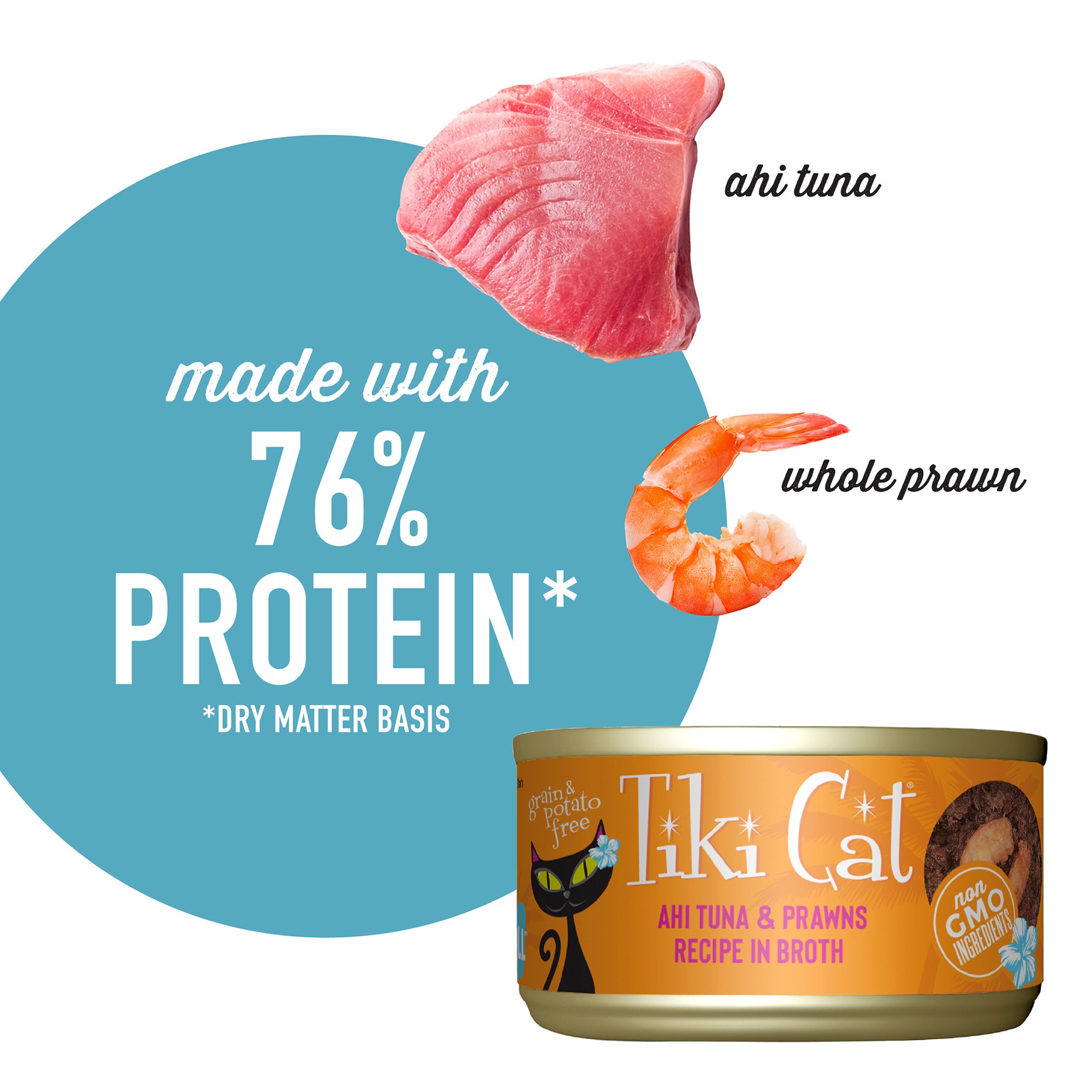 slide 6 of 7, Tiki Cat Grill Wet Cat Food, Ahi Tuna & Prawns, 2.8 oz. Can, 2.8 oz