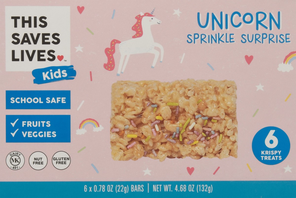 slide 9 of 13, This Saves Lives Unicorn Krispy Treats 6-0.78 oz Wrapper, 6 ct