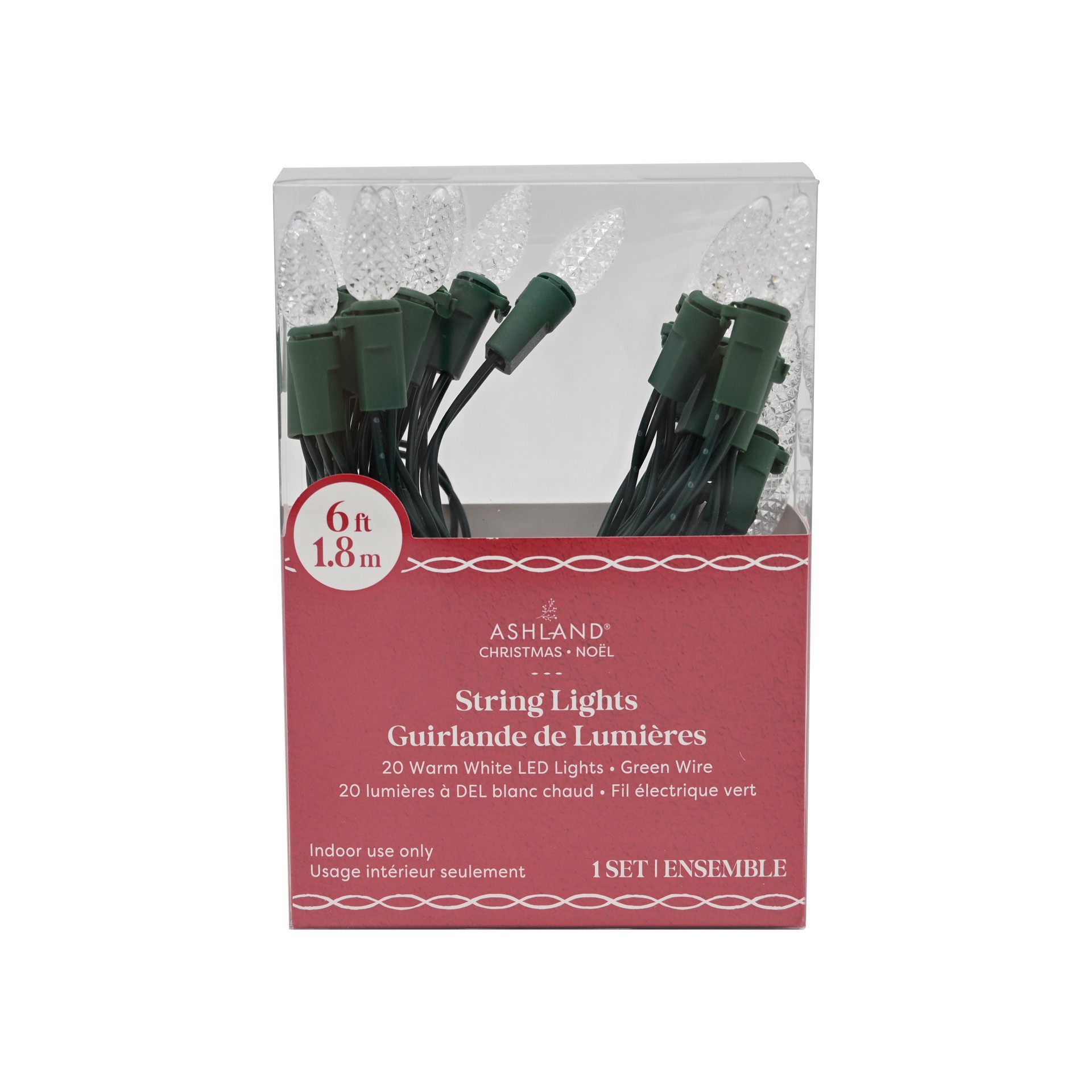 slide 2 of 3, 20ct. Warm White Led Faceted Vintage Bulb String Lights On Green Wire By Ashland, 20 ct