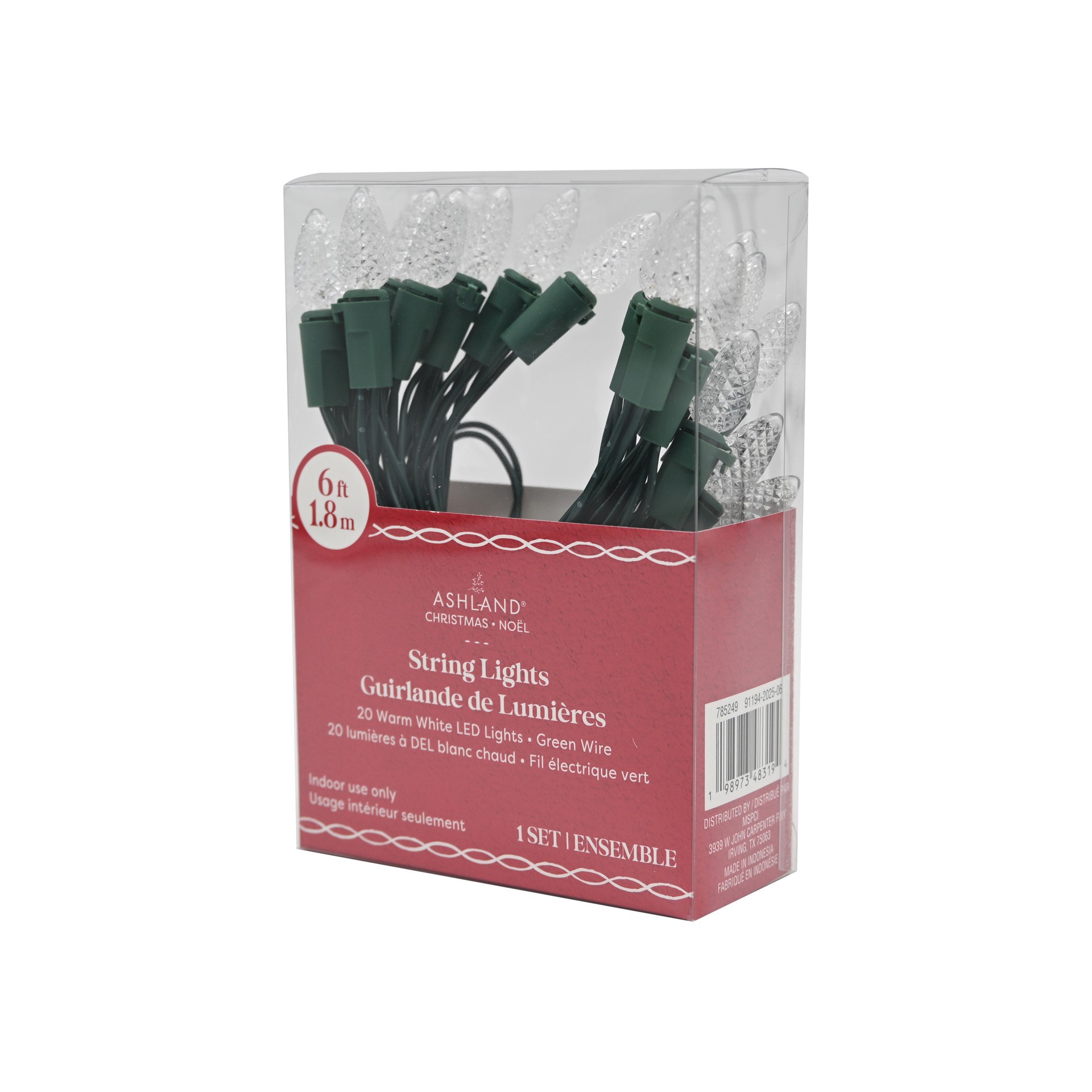 slide 3 of 3, 20ct. Warm White Led Faceted Vintage Bulb String Lights On Green Wire By Ashland, 20 ct