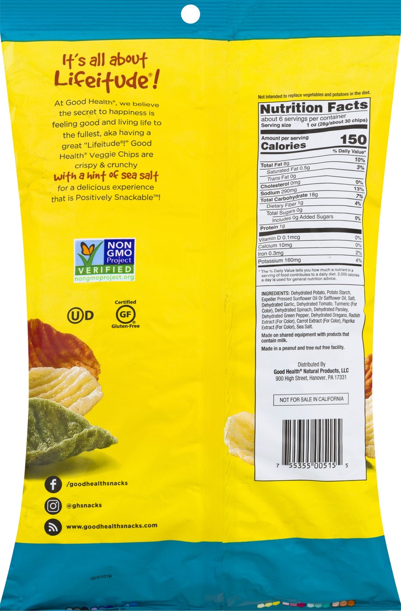 slide 6 of 9, Good Health Sea Salt Veggie Chips, 6.25 oz