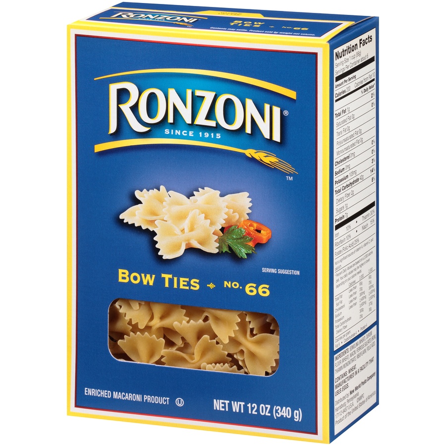slide 4 of 8, Ronzoni Bow Tie Pasta, 12 oz