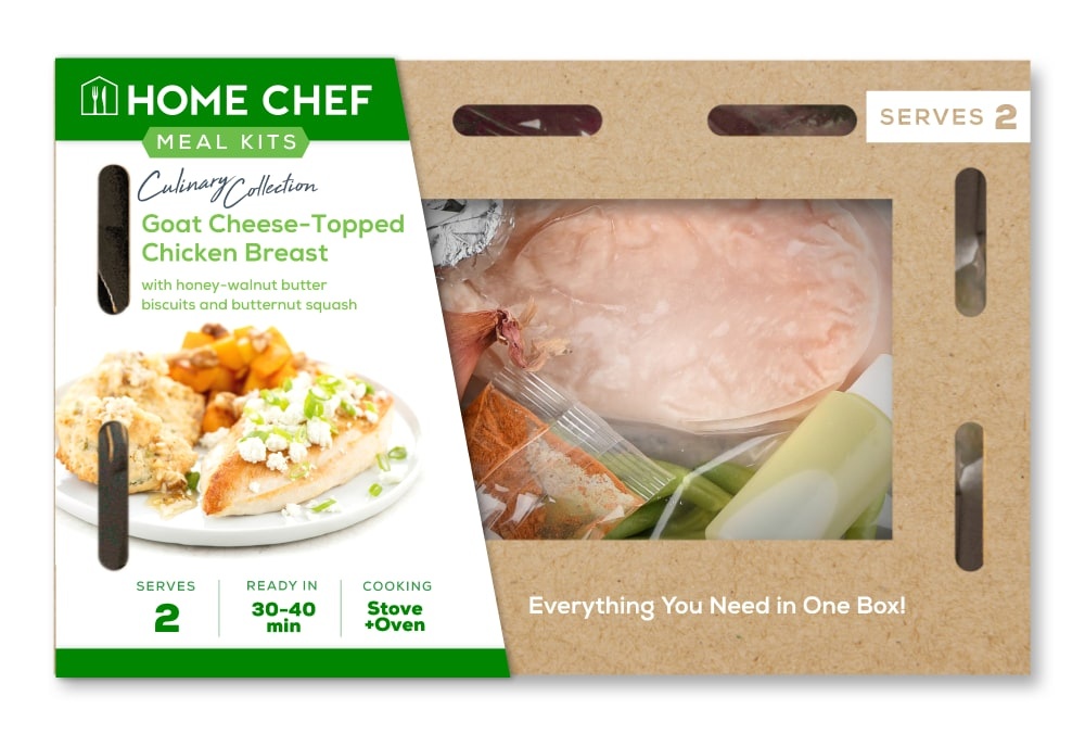 slide 1 of 1, Home Chef Goat Cheese-Topped Chicken Breast With Antibiotic-Free Boneless Skinless Chicken Breasts, 31 oz