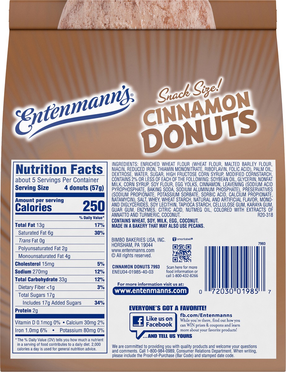 slide 4 of 7, Entenmann's Pop'ettes Cinnamon Donuts, 10 oz, Mini Donuts, Bag, 10 oz