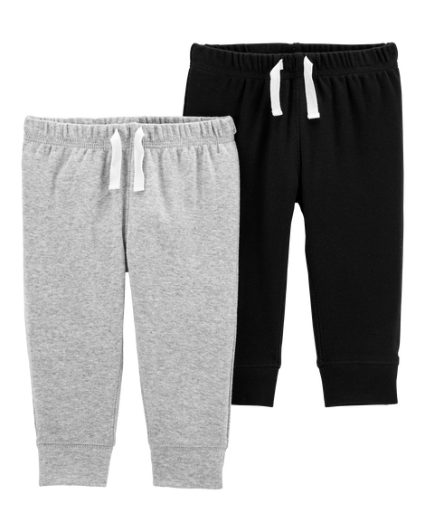 slide 1 of 2, Carter's Carters Baby 2-Pack Cotton Pants Grey/Black 12M, 2 ct