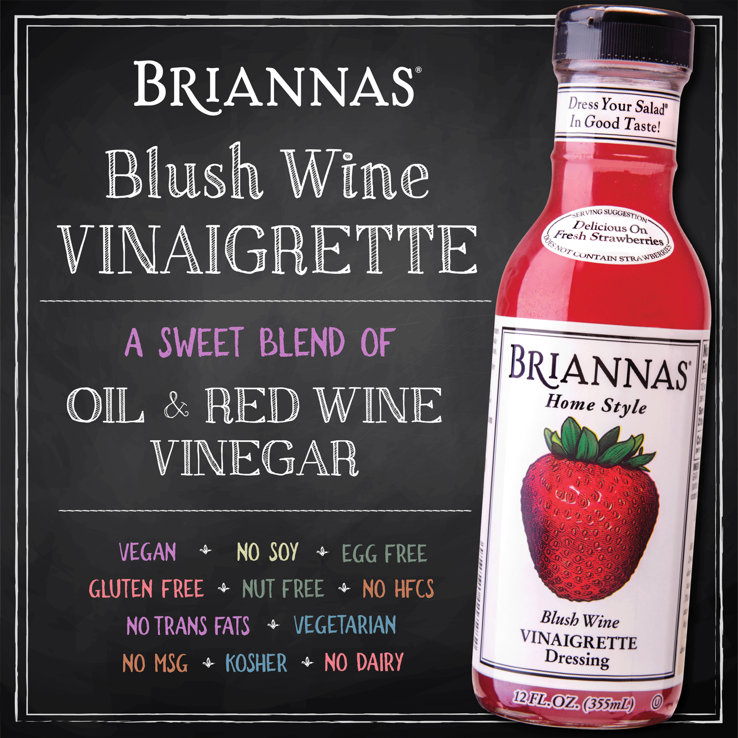 slide 4 of 6, BRIANNAS Home Style Blush Wine Vinaigrette Dressing 12 fl oz, 12 fl oz