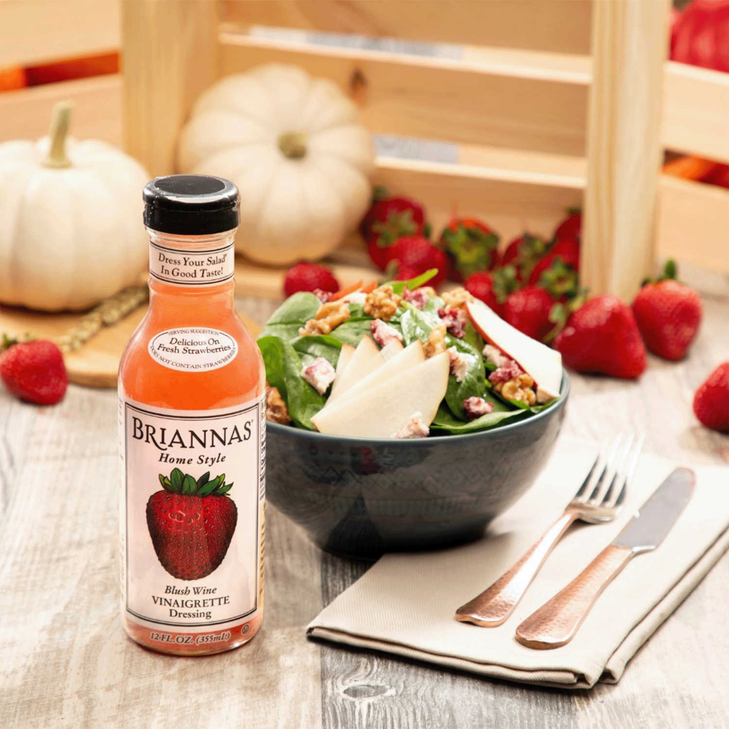 slide 3 of 6, BRIANNAS Home Style Blush Wine Vinaigrette Dressing 12 fl oz, 12 fl oz