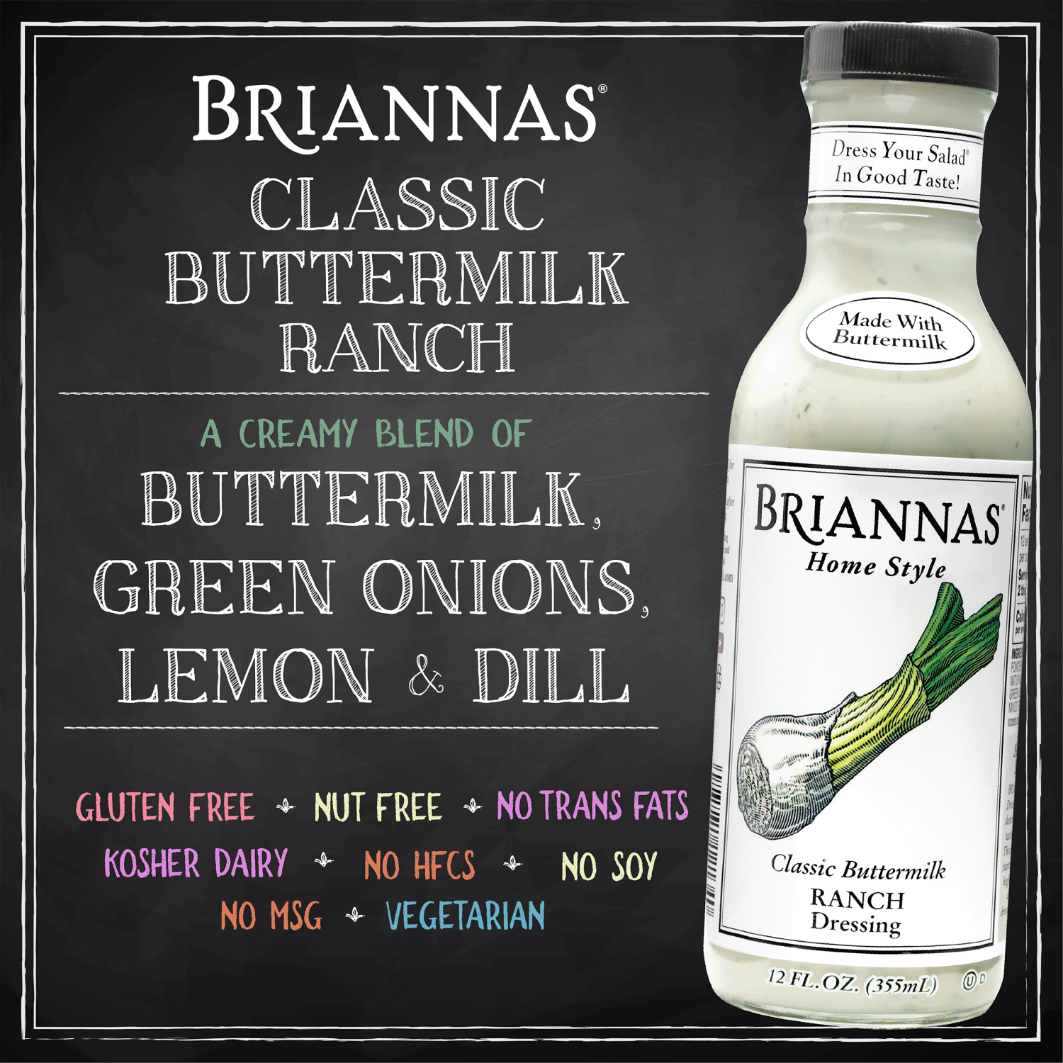 slide 3 of 3, BRIANNAS Home Style Classic Buttermilk Ranch Dressing 12 fl oz, 12 fl oz