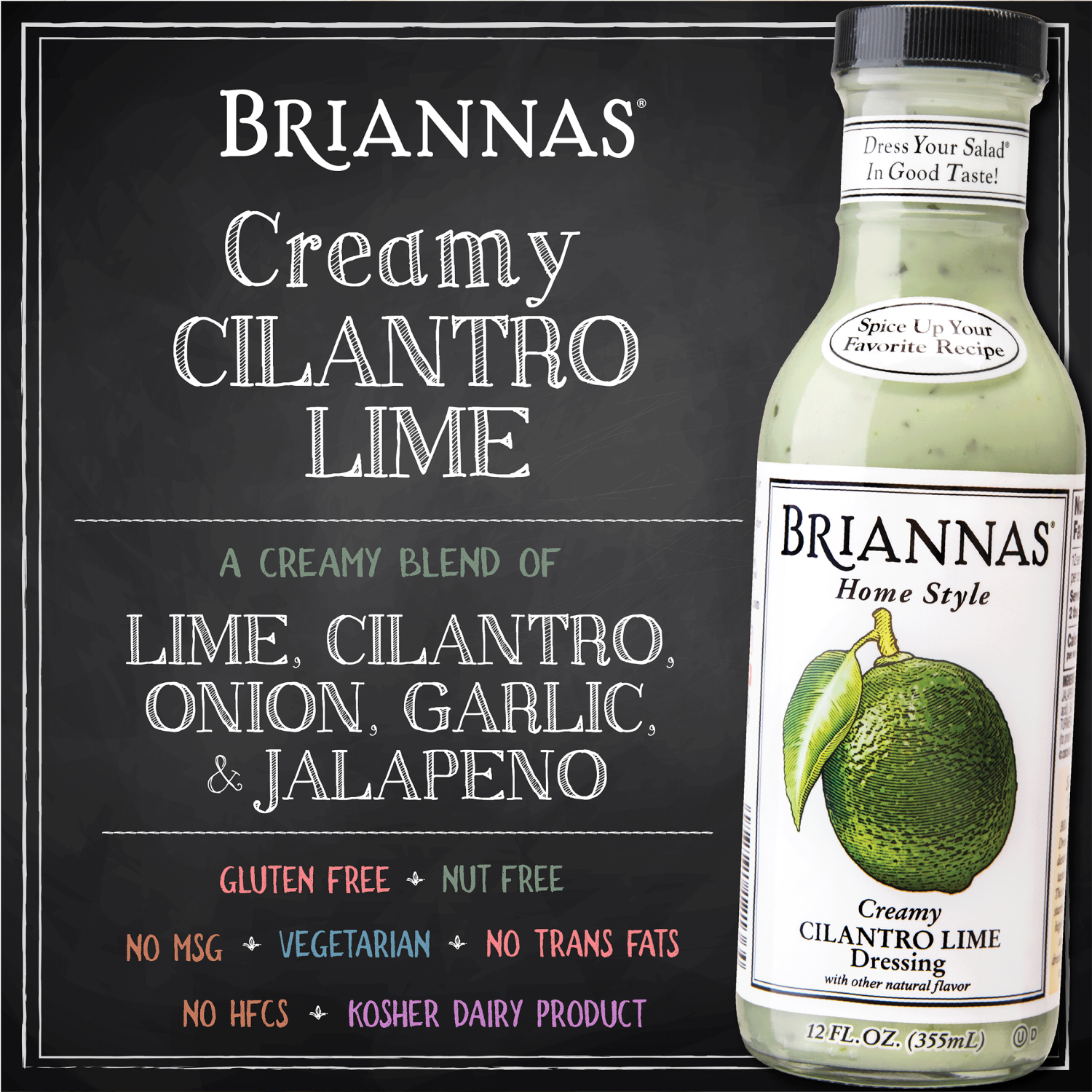 slide 4 of 6, Briannas Home Style Creamy Cilantro Lime Dressing 12 fl oz, 12 fl oz