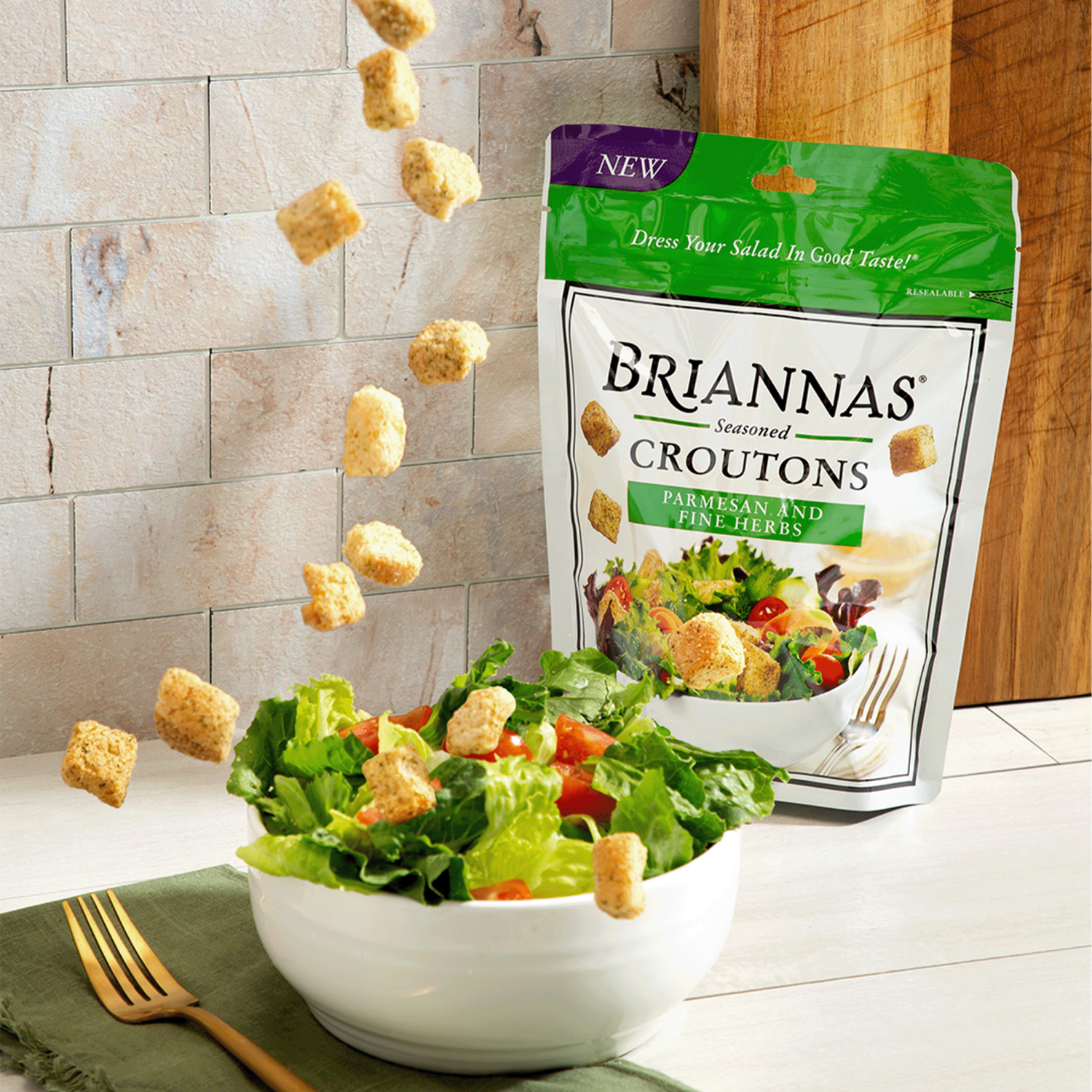 slide 3 of 4, BRIANNAS Parmesean And Herbs Croutons, 5 oz