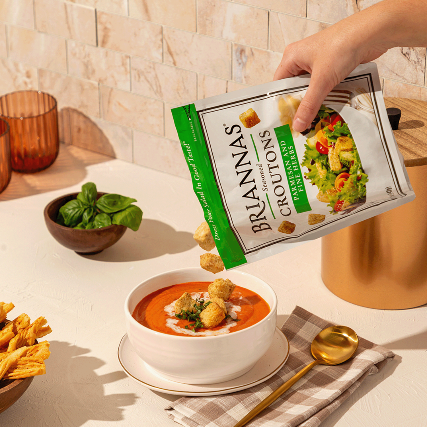 slide 4 of 4, BRIANNAS Parmesean And Herbs Croutons, 5 oz