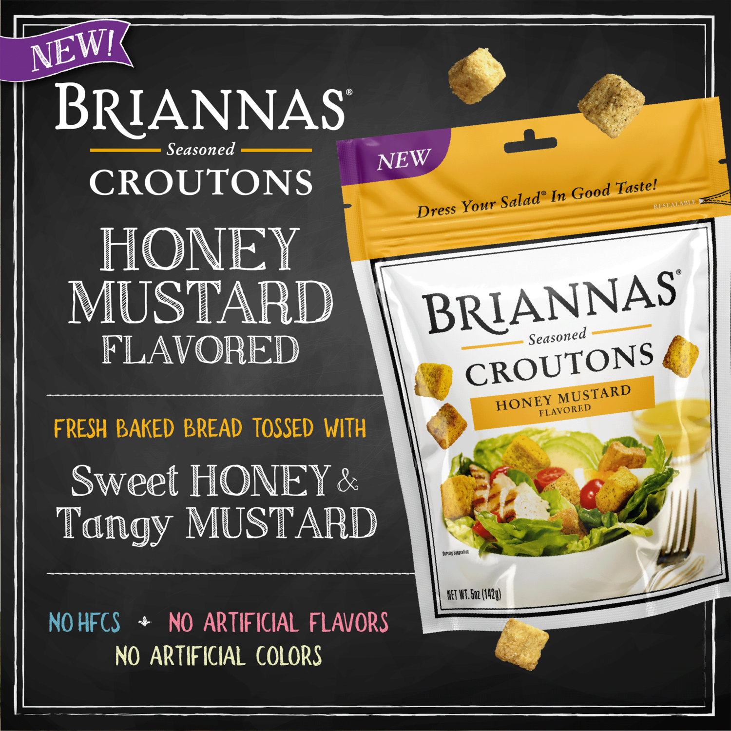 slide 2 of 4, BRIANNAS Croutons Honey Mustard, 5 oz