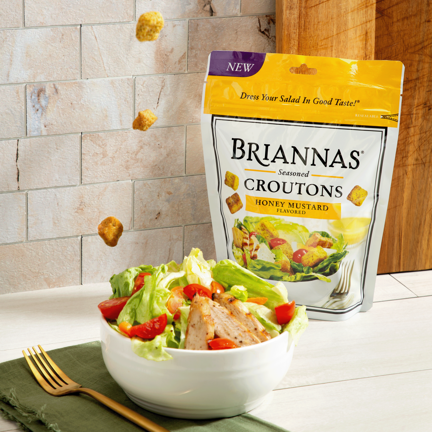 slide 3 of 4, BRIANNAS Croutons Honey Mustard, 5 oz