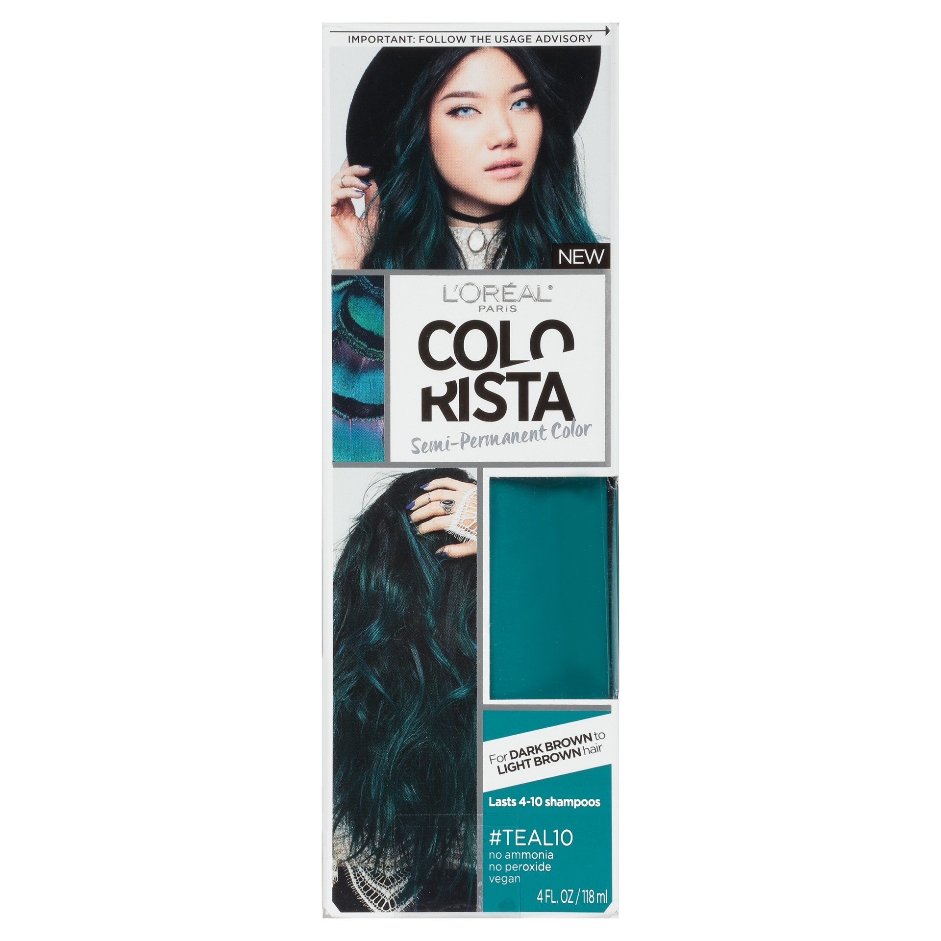 slide 1 of 8, L'Oréal Colorista Semi-Permanent for Brunette Hair - Teal, 4 fl oz