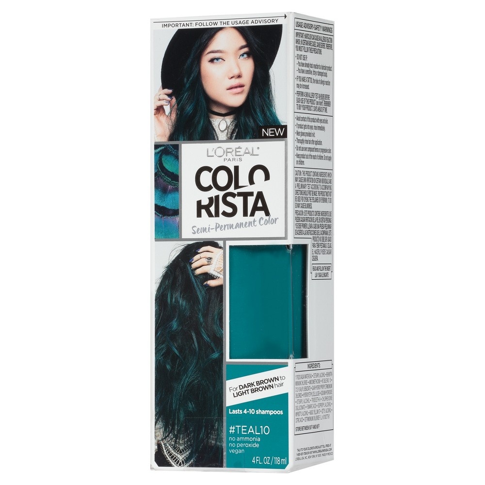 slide 4 of 8, L'Oréal Colorista Semi-Permanent for Brunette Hair - Teal, 4 fl oz